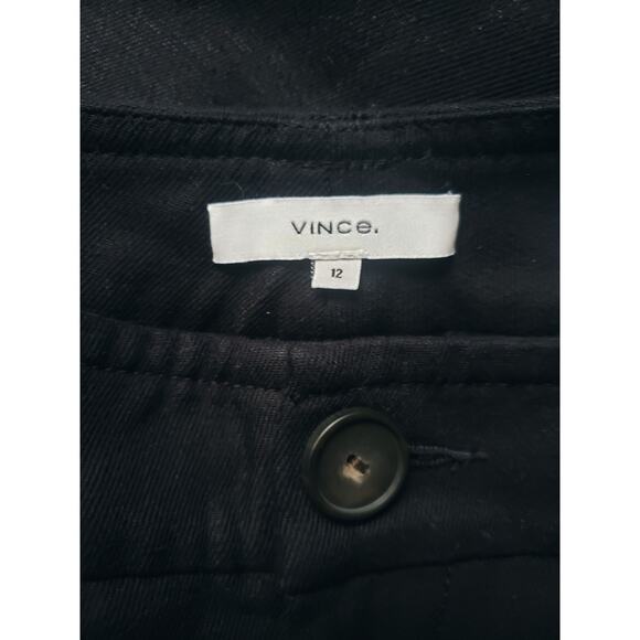 Vince High Rise Wide Leg Cropped Linen/Cotton Blend Trousers Black Size 12 - Picture 7 of 8